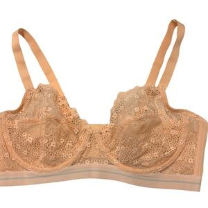 Luvlette Lace Underwire Bra 36E Nude Blush- Gold hardware-NWT